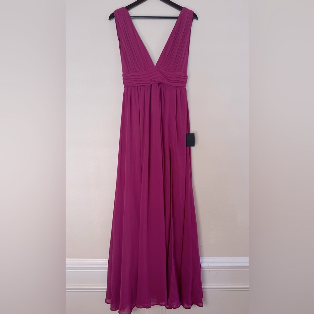 Lulu's Fuchsia V-Neck Maxi Dress
